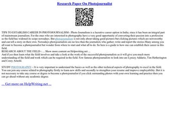 Research Paper On Photojournalist