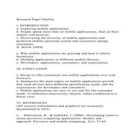 Research Paper OutlineI. INTRODUCTIONa. Exploring mobile app.docx