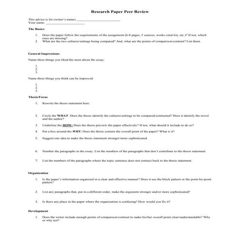 Research Paper Peer Review