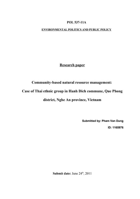 Research paper: Community Based Natural Resources Management in Vietnam