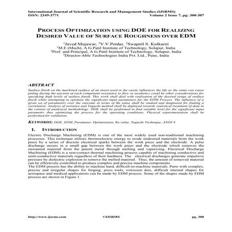 Research paper published ijsrms_process optimization using doe_edm_javed muja...