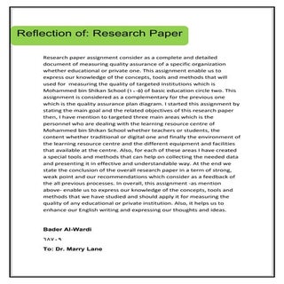 Research paper reflection
