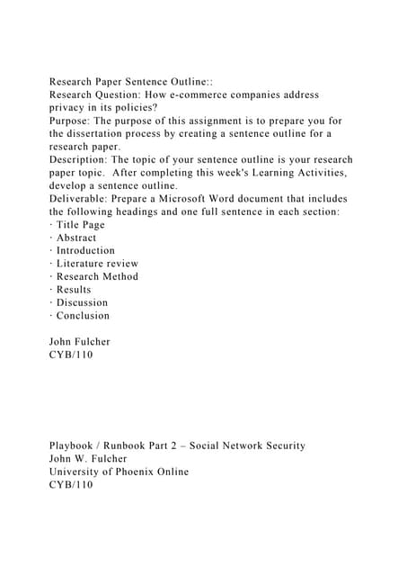 Research Paper Sentence OutlineResearch Question How e-commer.docx