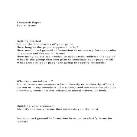 Research PaperSocial IssueGetting StartedSet up th.docx