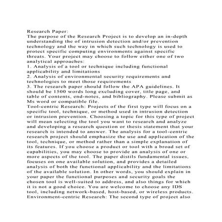 Research PaperThe purpose of the Research Project is to develop.docx