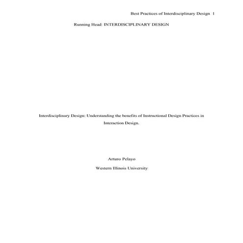 Best Practices for Interdisciplinary Design.