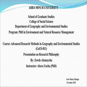 Research philosophy by zewde alemayehu tilahun