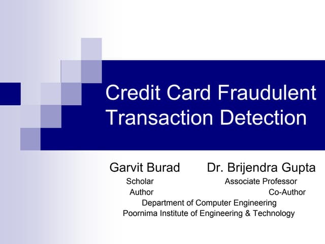 Credit Card Fraudulent Transaction Detection Research Paper
