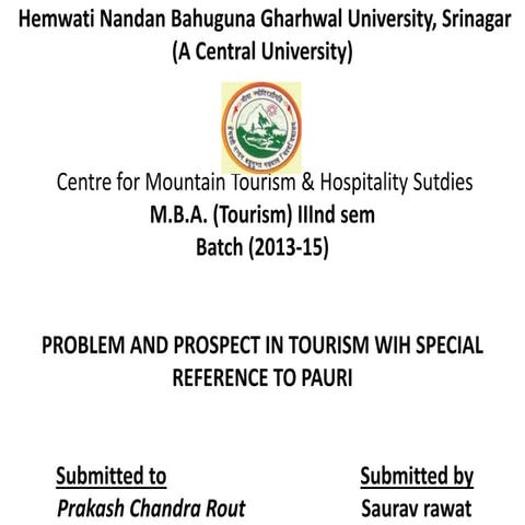 problem and prospect in tourism with special reference to pauri garhwal