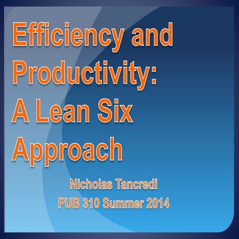 Efficiency and Productivity: A Lean Six Approach