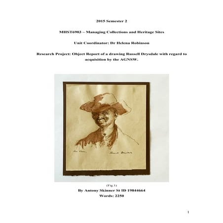 Object Report for Managing Collections & Heritage Sites Unit (MMHS, Sydney Uni)