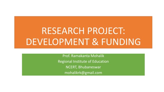 Research Project Development and Funding Agencies