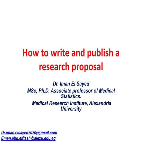 How to write and publish a research proposal