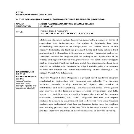 Research proposal museum magnet school program | PDF
