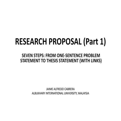 Research proposal 1   problem statement to thesis statement