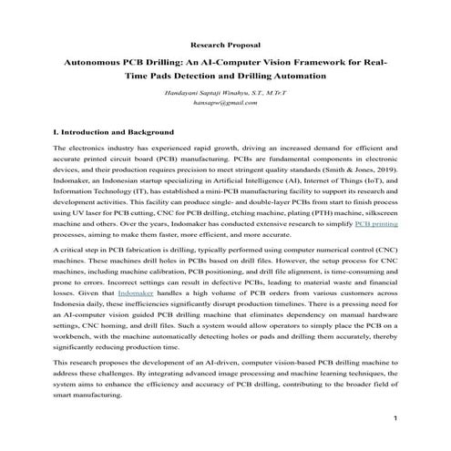 Research Proposal Autonomous PCB Drilling - An AI-Computer Vision ...