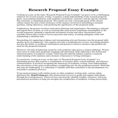Research Proposal Essay Example | PDF