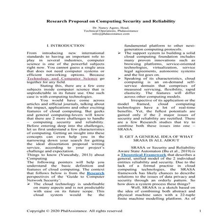 Research proposal on Computing Security and Reliability - Phdassistance.com