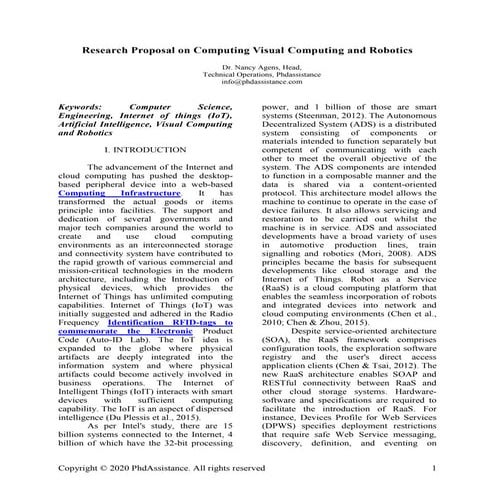 Research Proposal on Visual Computing and Robotics | PhD Research Proposal As...
