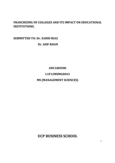 Research prposal Franchising Ans Ghouri