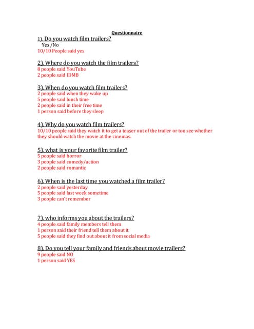 Questionnaire Film Consumption - 4018 | PDF
