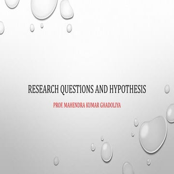 Research questions and hypothesis