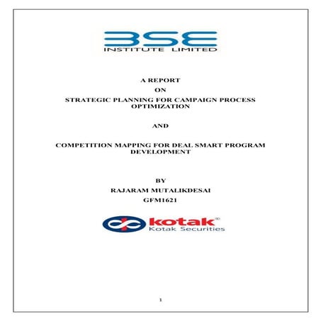 Kotak Securities - Internship Research report