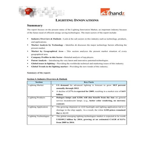Research Report on Lighting Innovation
