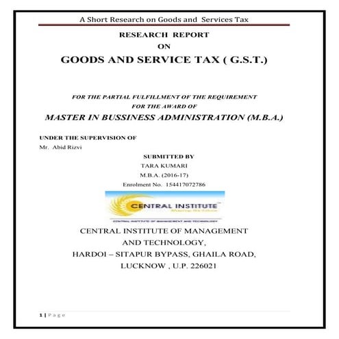 Research report on gst