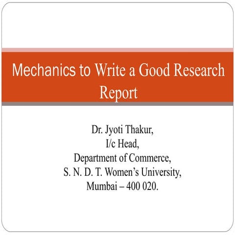 How to write Good Research Report