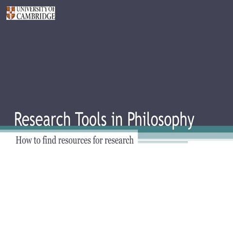 Research skills in philosophy for graduates | PPT