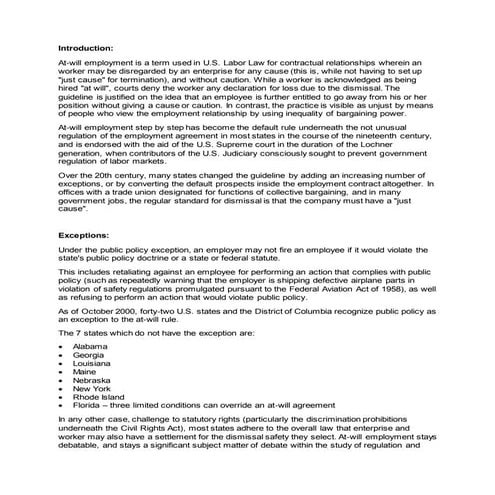 Research study   at-will policy