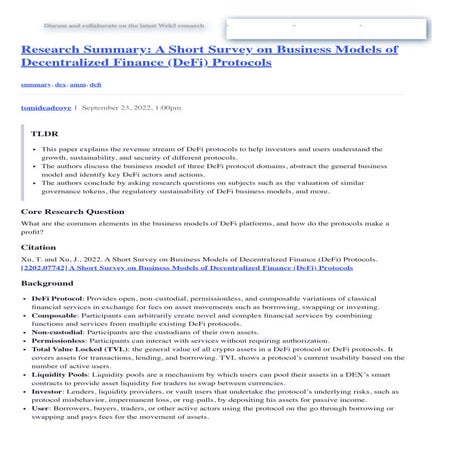 DeFi Protocols: Business Models, Revenue Streams, and Sustainability - essay