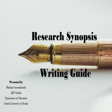 Research Synopsis: A Step-Wise guide to prepare a Synopsis | PPTX