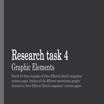 Graphic elements real life magazine contents page analysis | PPTX