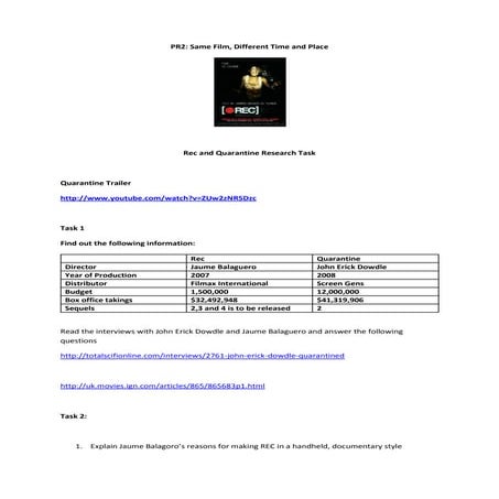 Research task rec_and_quarantine