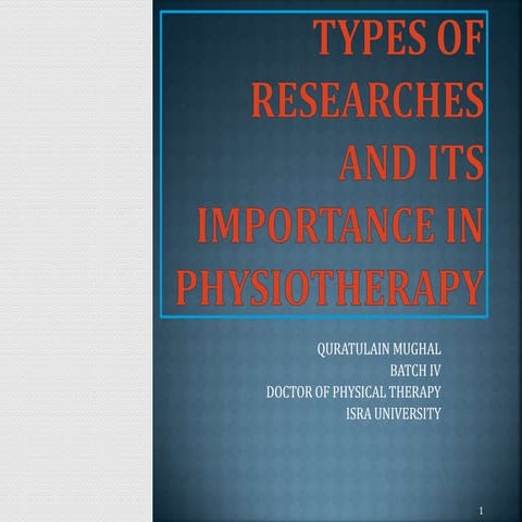TYPES OF RESEARCHESAND ITS IMPORTANCE IN PHYSIOTHERAPY