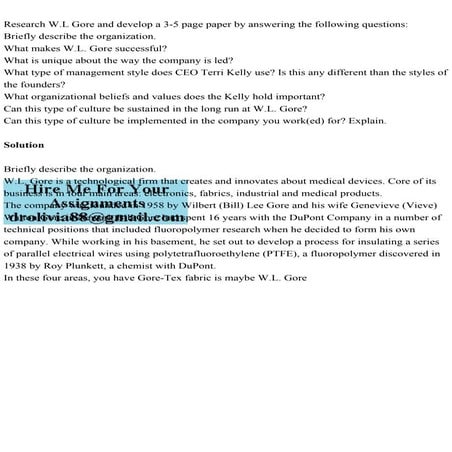 Research W.L Gore and develop a 3-5 page paper by answering the foll.pdf