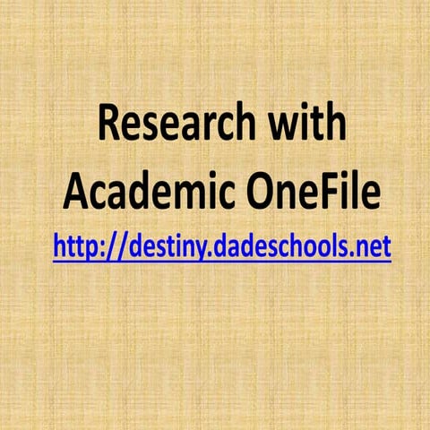Research with Academic OneFile