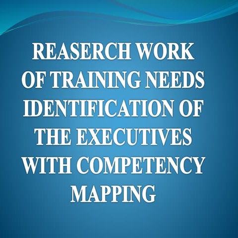 Research work of Training Needs Identification
