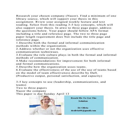 Research your chosen company (Nucor). Find a minimum of one library .docx