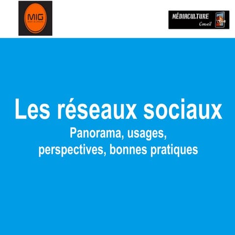 Les réseaux sociaux en 2013 : panorama, usages, perspectives, tendances, bonnes pratiques d'animation