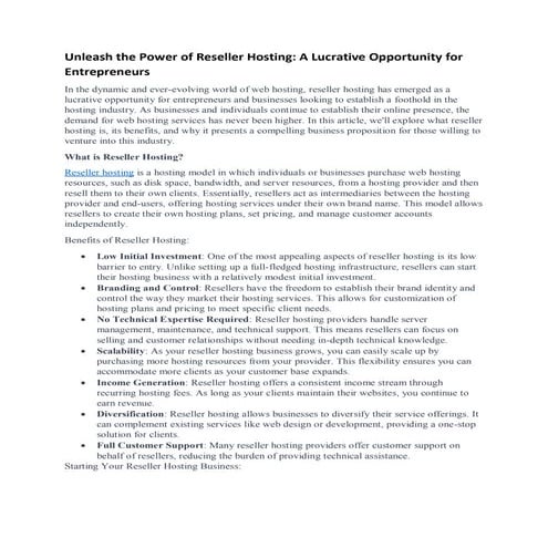 Reseller hosting. | PDF