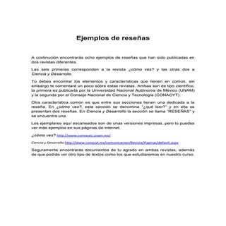 Ejemplos de reseñas