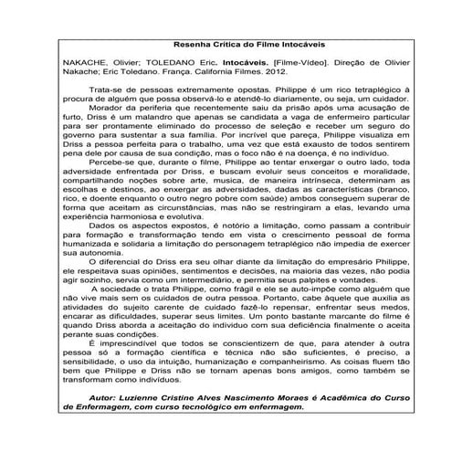 Resenha crítica intocáveis