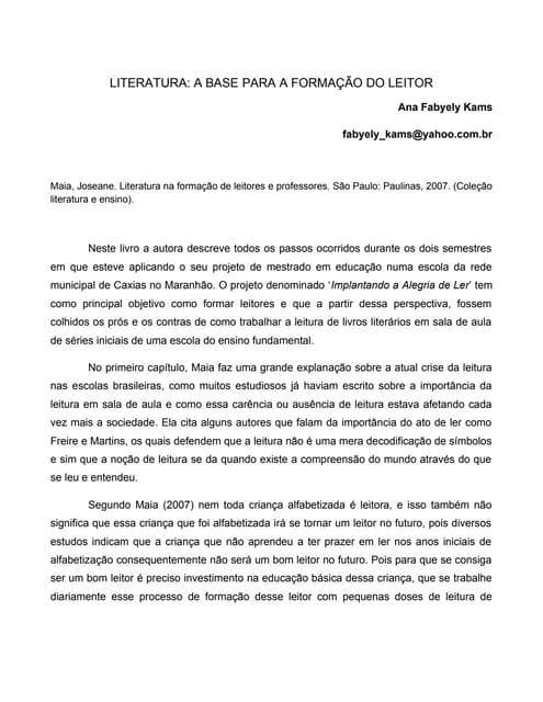 Literatura: a base para a formação ...