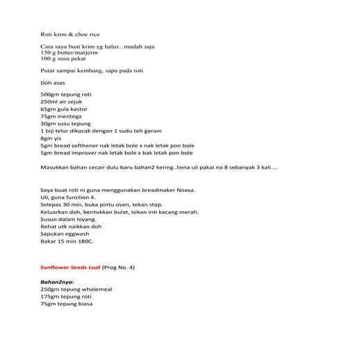 Resepi roti | DOC