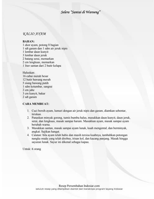 Kumpulan Resep Makanan Lengkap | PDF