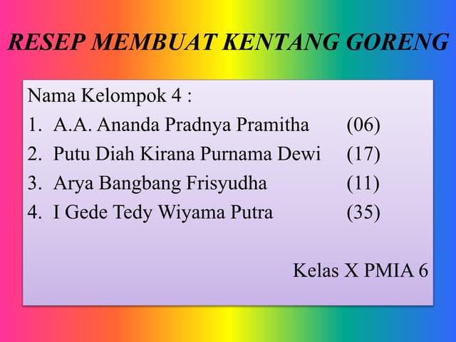 Resep membuat kentang goreng