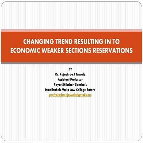 Economic weaker sections Reservation 